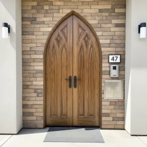 Classic Arched Double Front Entrance Door Solid Wood Oak Mahogany Exterior Door
