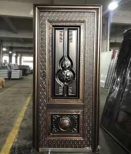 Classic Iron-Finish Copper-Color Metal Main Door for House