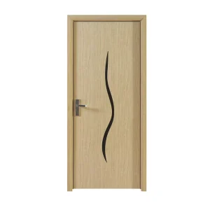 Classic MDF Wood Veneer Solid Wood Waterproof Interior Flush Single-Leaf Door for Bedrooms
