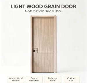 Classic Panel PVC Solid Wood Interior Doors Waterproof Soundproof Custom for Bedroom Villa School Postmodern Design