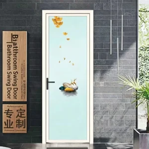 Patterned Titanium-Magnesium Alloy Glass Swing Doors for Bathrooms and Kitchens