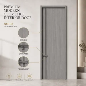 Classic Walnut Wood Panel Door Lacquer-Painted Soundproof Waterproof Interior Bedroom Door for Villa Apartment Project