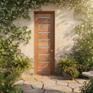 Classical Customized Solid Wood Entry Door with Glass Panel, Soundproof, Oak/Mahogany