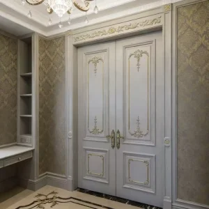 Classical Wood Interior French Door for House Bedroom Hotel
