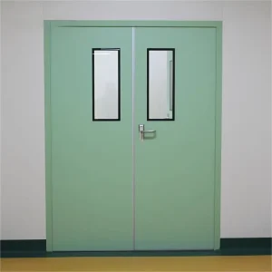 Cleanroom Double Door, Mint Green HPL, with Vision Panel Window for Hospitals and Laboratories