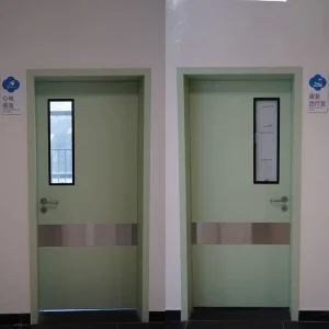 Cleanroom Swing Door with Kick Plate, Aluminum Frame, Anti-Collision Finish, Hospital Laboratory Use, OEM Supplier