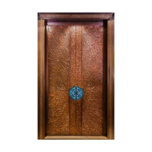 Cloisonne Inlay Hand Forged Copper Villa Entrance Door with Custom Smart Lock, Soundproof, Insulated, Anti-Theft, Fireproof