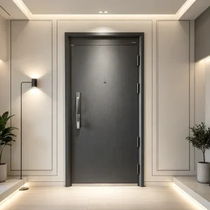 Cold-Rolled Steel Anti-Theft Modern Exterior Entrance Door for Apartment and Villa with Fluorocarbon Paint