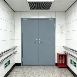 Commercial 60 Mins Fire-Rated Interior Fireproof Factory Door Standard Double Steel Door