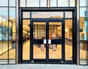 Commercial Aluminum Double-Glass Hinged Entrance Door for Shopfront