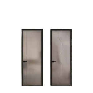 Commercial Aluminum Fire-Rated Metal-Frame Swing Door, Interior Waterproof Flush Design