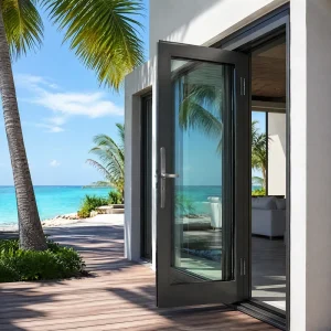Commercial Aluminum Swing Door with Frosted Glass for Hotel Entrance Office Restaurant Building