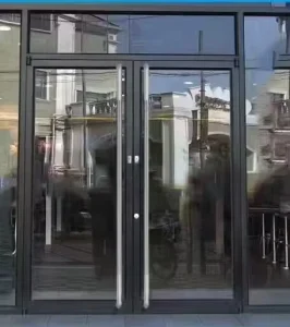 Commercial Aluminum Thermal Break Tempered Glass Double Swing Door for Outdoor and Interior Use