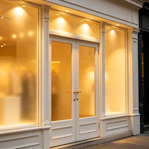Commercial Entrance Double Entry Thermal Break Aluminum Alloy Swing Door with Glass for Storefronts