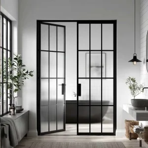Commercial Exterior Aluminum Alloy Frame Double-Glazed Glass Swing Patio Doors
