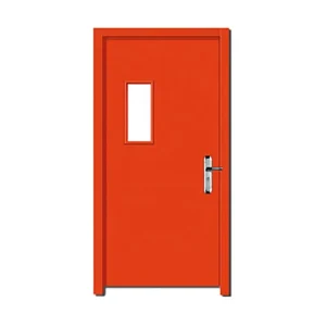 Commercial Galvanized Steel Fire-Rated Double-Leaf Door with Glass Window for Escape and Exit