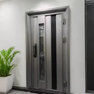 Commercial Heavy-Duty Steel Security Entrance Door with Anti-Theft Metal Grill for Home or Villa