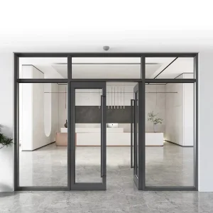Commercial Heavy Duty Thermal Break Aluminum True Divided Lite French Entry Door with Glass Panes for Shopfront