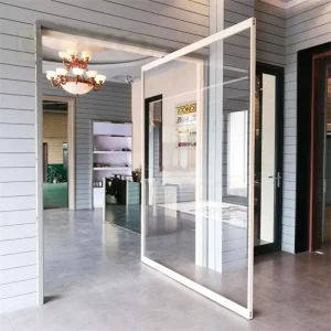 Commercial Large Aluminum Pivot Entrance Door with Slim Black Frame, Soundproof Thermal-Insulated