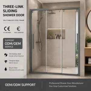 Commercial Modern Framed Stainless Steel 8mm Triple Sliding Shower Door System Glass Panels