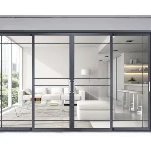 Commercial One-Way Glass Sliding Door System with Aluminum Frame