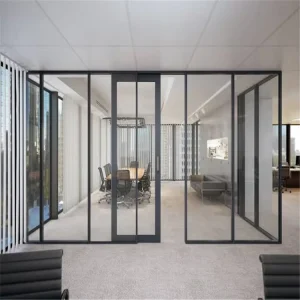 Commercial Residential Apartment Hotel Finished Low-E Glass Aluminum Swing Door with Narrow Frame