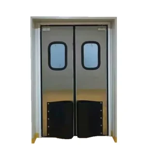 Commercial SUS304 Restaurant Kitchen Double-Action Impact Swing Door with Bumper Kickplate