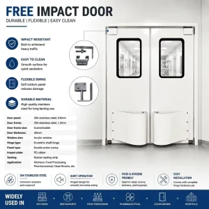 Commercial Stainless Steel Double Action Swing Door for Kitchen and Restaurant