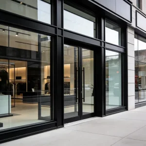 Commercial Storefront Restaurant Windows and Doors, NFRC Soundproof Waterproof Windproof Aluminum Glass Swing Door