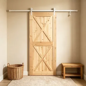 Complete Custom Solid Fir Barn Door Custom Pattern Sliding Timber Door for Decoration Contractors
