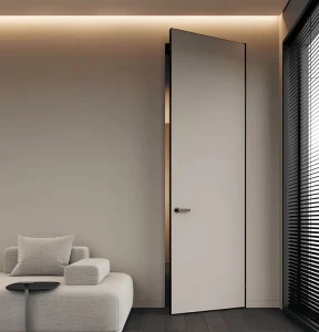 Concealed Frameless Solid Wood Interior Door with Minimalist Design