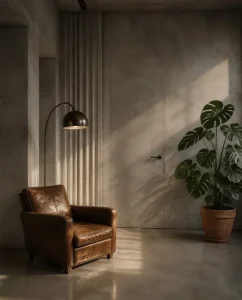Concrete Texture Flush Hidden Interior Door for Loft or Hotel Room