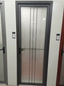 Construction Insulating Privacy Glass Aluminum Swing Door for Bathroom