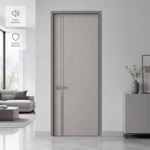 Contemporary Aluminum Frame Wood Door, Melamine-Faced Board, Fire-Rated, for Hospital and Residential Projects