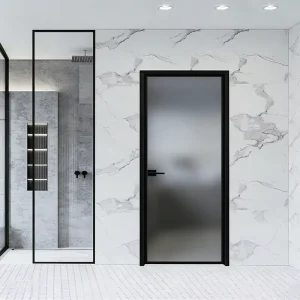 Contemporary Aluminum Glass Partition Divider for Living and Dining Rooms Minimalist Ultra-Narrow Swing Door