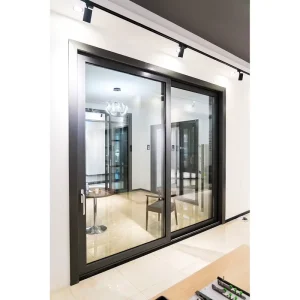 Contemporary Aluminum Sliding Door with Load-Bearing Track for Outdoor Applications