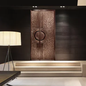 Contemporary Geometric Copper Entry Door with Clean Lines