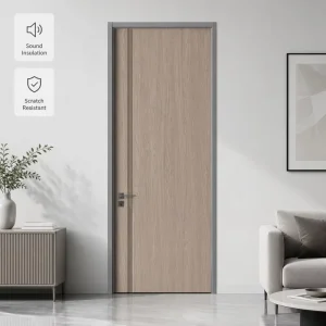 Contemporary Paint-Free Waterproof Interior Aluminum Frame Wood Door with Melamine Faced Board for Villa and School Use