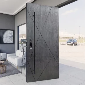 Contemporary Red Solid Wood Pivot Entry Door for Houses