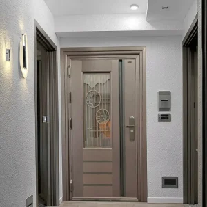 Contemporary Single Steel Security Gate Door Waterproof Exterior Metal Front Entry for Houses Villas and Courtyards