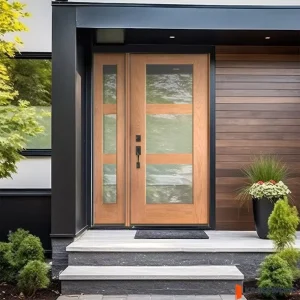 Contemporary Solid Wood Exterior Entry Door with Sound Insulation