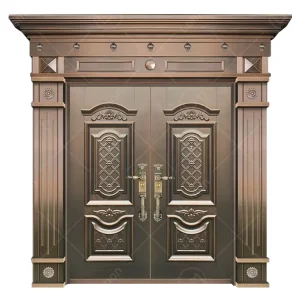 Copper Anti-theft Multi-lock Exterior Steel Double Security Entrance Doors for Houses