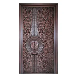 Copper Veneer Surface Solid Wood Villa Entrance Door with Copper Cladding