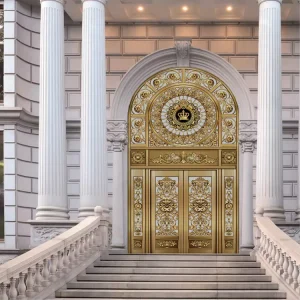 Copper Villa Main Front Entry Door with Anti-Theft Features and Brass Finish