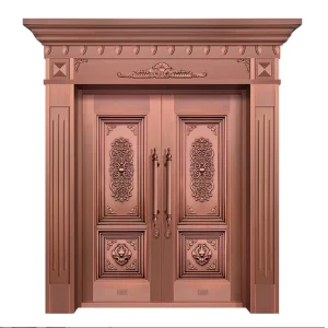 Copper and Stainless Steel Glass Security Front Entry Door for Villa