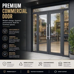 Corrosion-Resistant Aluminum Frame Shopping Mall Entry Door Tempered Glass Soundproof Smooth-Swing Commercial Door