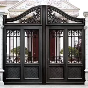 Courtyard Aluminum Alloy Swing Door Modern Design Cast Aluminum Carving Waterproof Easy Installation Manual