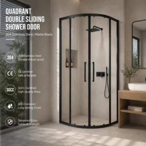 Curved Double Sliding Shower Door with Frame, CE Approved, 8mm Glass for Hotels, Villas, and Apartments