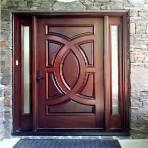 Curved Solid Teak Wood Exterior Entry Door for Home