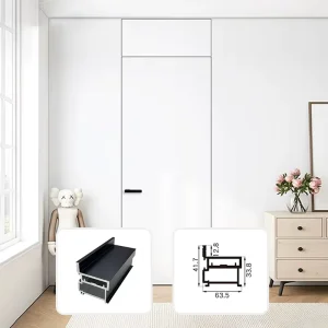Custom 18mm Wood Hidden Door with Aluminum Profiles for Bedroom Hotel Villa Interior Decoration
